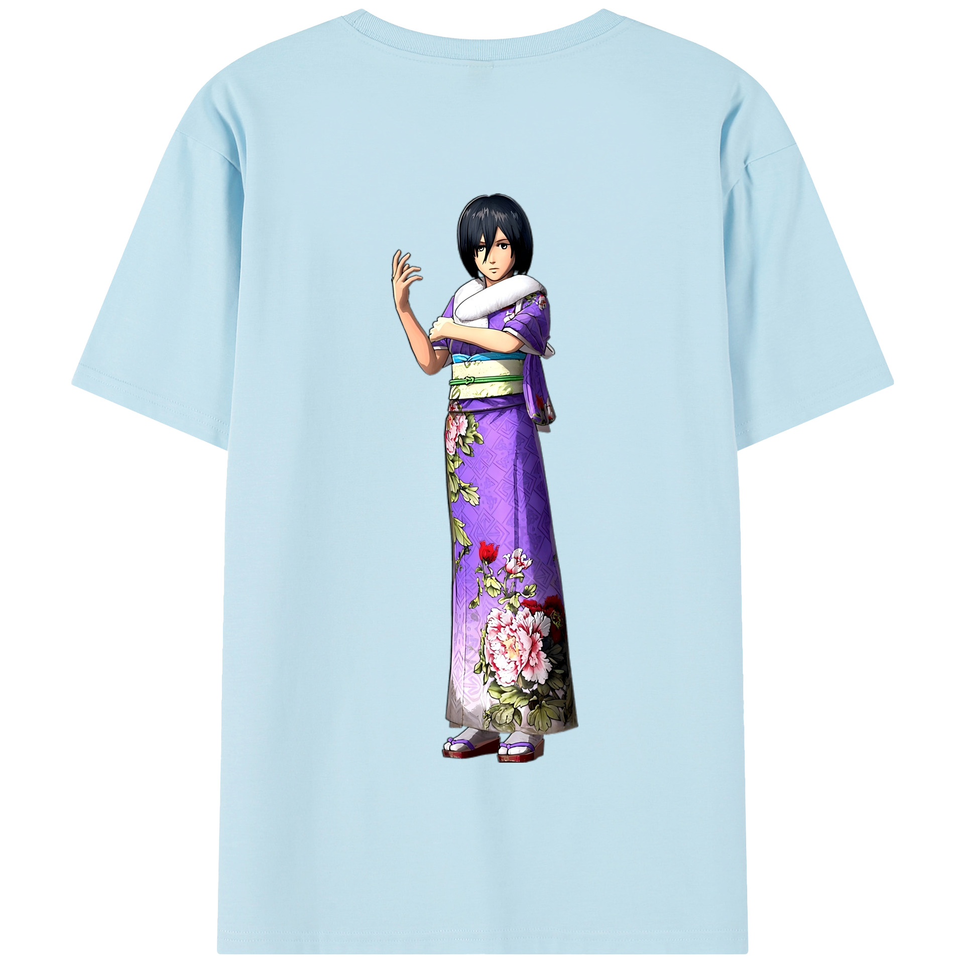 （画像用） 進撃の巨人 ミカサ·アッカーマン Attack on Titan Mikasa Ackerman 綿100％半袖Tシャツ（背面プリント）